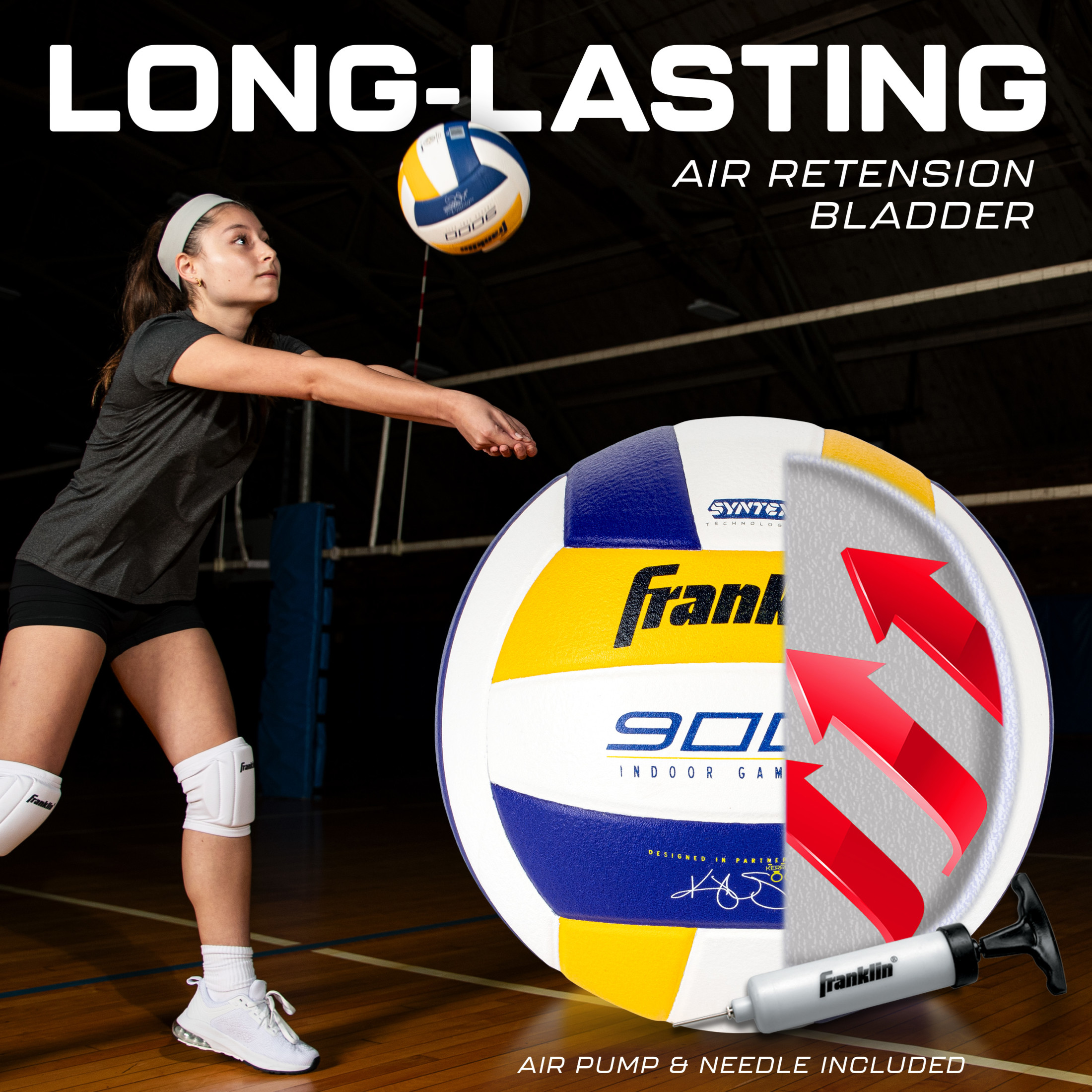 Franklin Sports Indoor Game Volleyball - Premium 9000 Official Size  - Competition - Pump and Needle