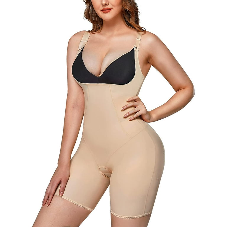 Eleady Women Shapewear Bodysuit for Tummy Control Fajas Full Body shaper  Thigh Slimmer High Waist Trainer Butt Lifter Shorts(Beige XX-Large) 