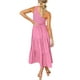 thumbnail image 1 of Vestido largo Qarigey para mujer Sin mangas plisado un hombro Rosa M, 1 of 6
