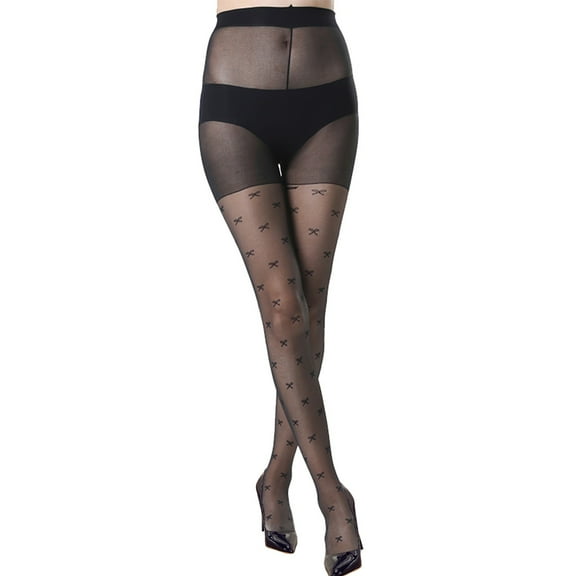Juosiy Women Cute Bow Pattern Silk Stockings Spring Autumn Thin Personality Pantyhose