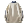 thumbnail image 4 of Stripe Splicing Design Lapel Sweater, Loose Casual Jacket Retro Fashion Sweatshirt for Street Style, Weekend Wear and Urban Fashion,Khaki,3XL, 4 of 4