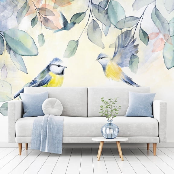 Animal Wallpaper Wall Mural - Watercolor Birds
