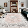thumbnail image 3 of ZACOO 8x10 Vintage Oriental Large Area Rug Machine Washable Living Room Rug Ultra-Thin Non Slip Rug Non-Shedding Stain Resistant Carpet, Pink, 3 of 8