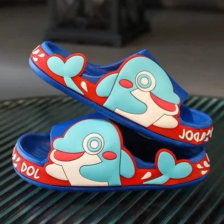 

Boys Girls Soft-soled Anti-slip Indoor Slippers With Cartoon Dolphin Design