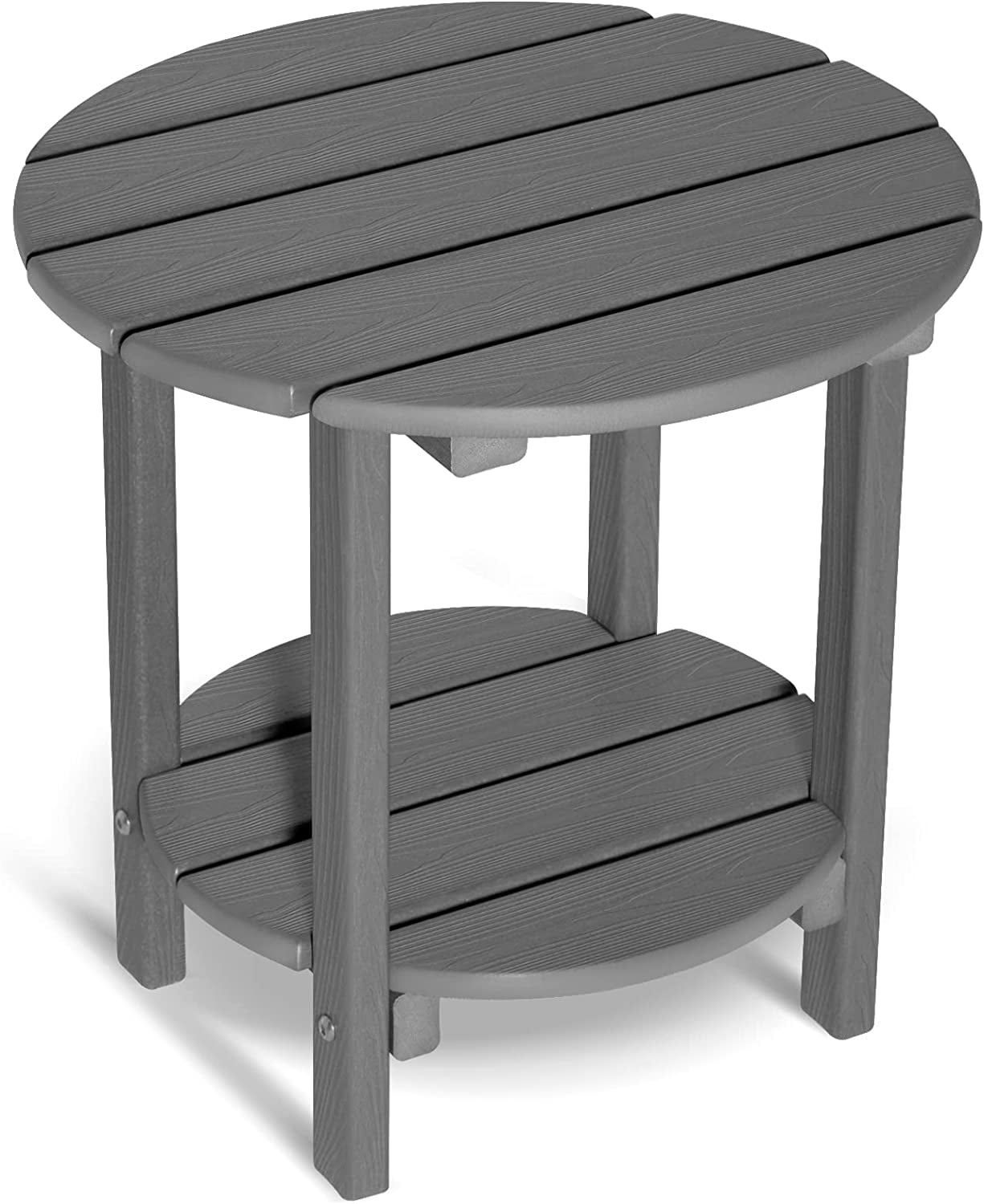 Nalone 2 Tier Outdoor Side Table HDPE Adirondack Table Patio Side Table WoodLike Grain Weather