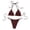 EQ43_Wine, variant on IYYVV Women's Bikini Set Solid Color Two Piece Swimsuit Halter Top Side Tie Bottom Bathing Suit Gray M