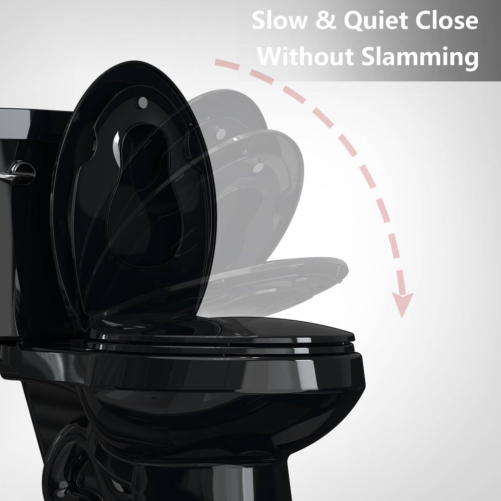Toilet Seat with Toddler Potty Training Seat Built-In, for Both Child & Adult, Potty Training Seat, No Wiggle and Easy to Install, 19" Elongated Detachable Toddler Seat for Longtime Usage, Black