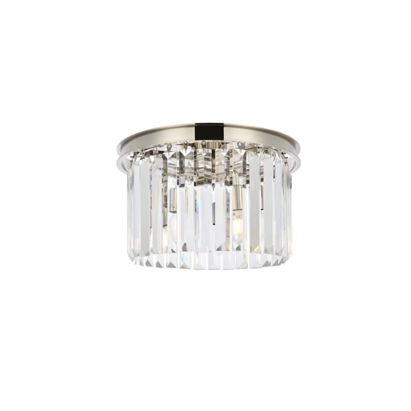 Sydney 3 light Polished nickel Flush Mount Clear Royal Cut Crystal