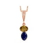 Gem Stone King 2.87 Ct Oval Whiskey Quartz Blue Sapphire 18K Rose Gold Plated Silver Pendant