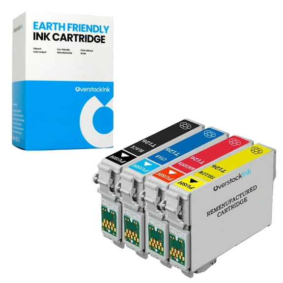 OverstockInk 126 Ink Cartridges 4-Pack Compatible for Epson 126 for Workforce 845 (1 each BK, C, M, Y)