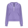 thumbnail image 4 of QATAINLAV My Orders Placed By Me Hoodies for Women Casual Half Zip Sweatshirts 2025 Fall Fashion Long Sleeve Hooded Pullover Solid Color Going Out Tops with Pockets Purple L, 4 of 7