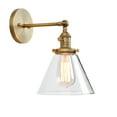 thumbnail image 2 of Permo Industrial Vintage Single Sconce with Funnel Flared Glass Clear Glass Shade Wall Lamp Bathroom Vanity Light Fixture (Antique), 2 of 9