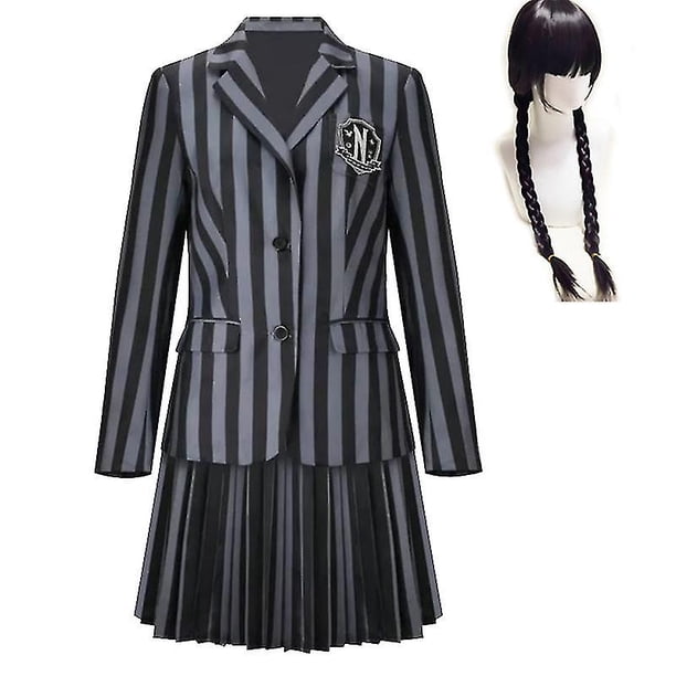 2023 Wednesday Addams Cosplay Costume Set For Adult Girls Black Dress ...