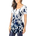 thumbnail image 4 of ICHUANYI Clearance Womens Casual Tops V- Neck Hide Belly Short Sleeve T- Cute Flowy Tunic Blouses(White, L) ICHUANYI WER2023080909115, 4 of 7