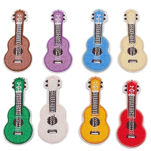 8 Pcs Patchs de Guitare Instrument de Musique Appliqué Brodé pour Manteau Vêtements