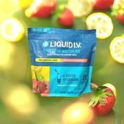 Liquid I.V. Hydration Multiplier + Energy Drink Mix Powder Sticks, Lemon Lime Strawberry Flavor, 30 Count