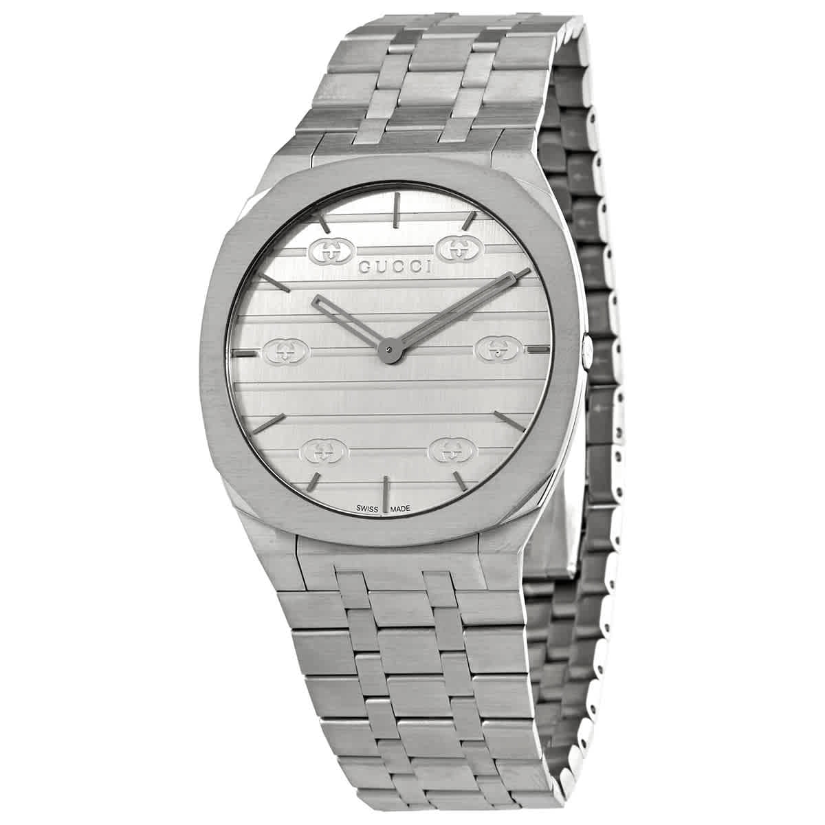 Gucci 25H Quartz Silver Dial Men's Watch YA163407 - Walmart.com