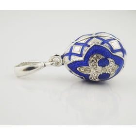 Sterling Silver Faberge Style Egg Pendant "fleur de lis"