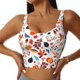 thumbnail image 1 of Fotbe Autumn Pumpkins Fall Leaves Sujetador Deportivo Largo sin Aros para Mujer con Almohadillas y Soporte Medio, Transpirable y Absorbente, Camiseta Tipo Chaleco o Tank Top-X-Large, 1 of 8