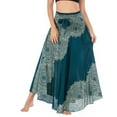 thumbnail image 3 of SWSMCLT Women's Handkerchief Maxi Boho Skirt Ladies Midi Summer Dress Casual Sundress Gypsy Hippie Swing Pleated Long Beach Skirts Asymmetric Flowy Billowy Patterned3 Teal Blue Small-Large, 3 of 5
