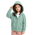 thumbnail image 2 of Besolor Toddler Girls Boys Fall Zip up Hoodies Long Sleeve Sweatshirts Casual Loose Workout Kids Oversized Jackets with Pockets(11-12 Years,Green), 2 of 7