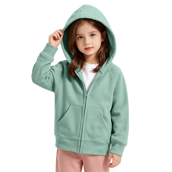 OGLCCG Girls Zip Up Hoodies Long Sleeve Hooded Sweatshirts Casual Lightweight Cotton Workout Jacket with Pockets 2-13 Years