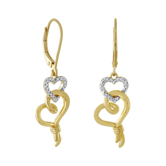 Brilliance Fine Jewelry 14kt Yellow Gold over Sterling Silver 1/10 Carat T.W. Diamond Earring