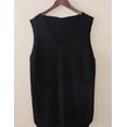 thumbnail image 4 of Women's V-Neck Sleeveless Pullover Sweater Vest Knit Cardigan Outwear High Low Tops with Pocket,Black,Large, 4 of 6
