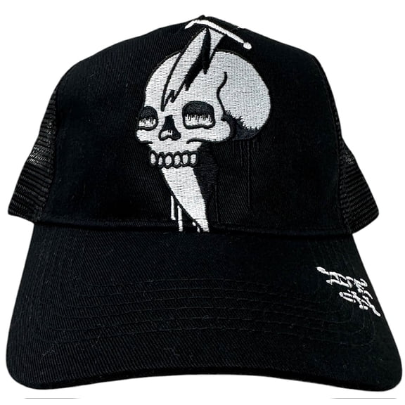 Ed Hardy Trucker Hat Embroidered Skull Black Snapback Cap
