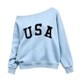 thumbnail image 4 of Toddler Kids Girls USA Graphic Sweatshirt Letter Print Long Sleeve Boat Neck Loose Fit Casual Pullover Top 5-6 Years, 4 of 4