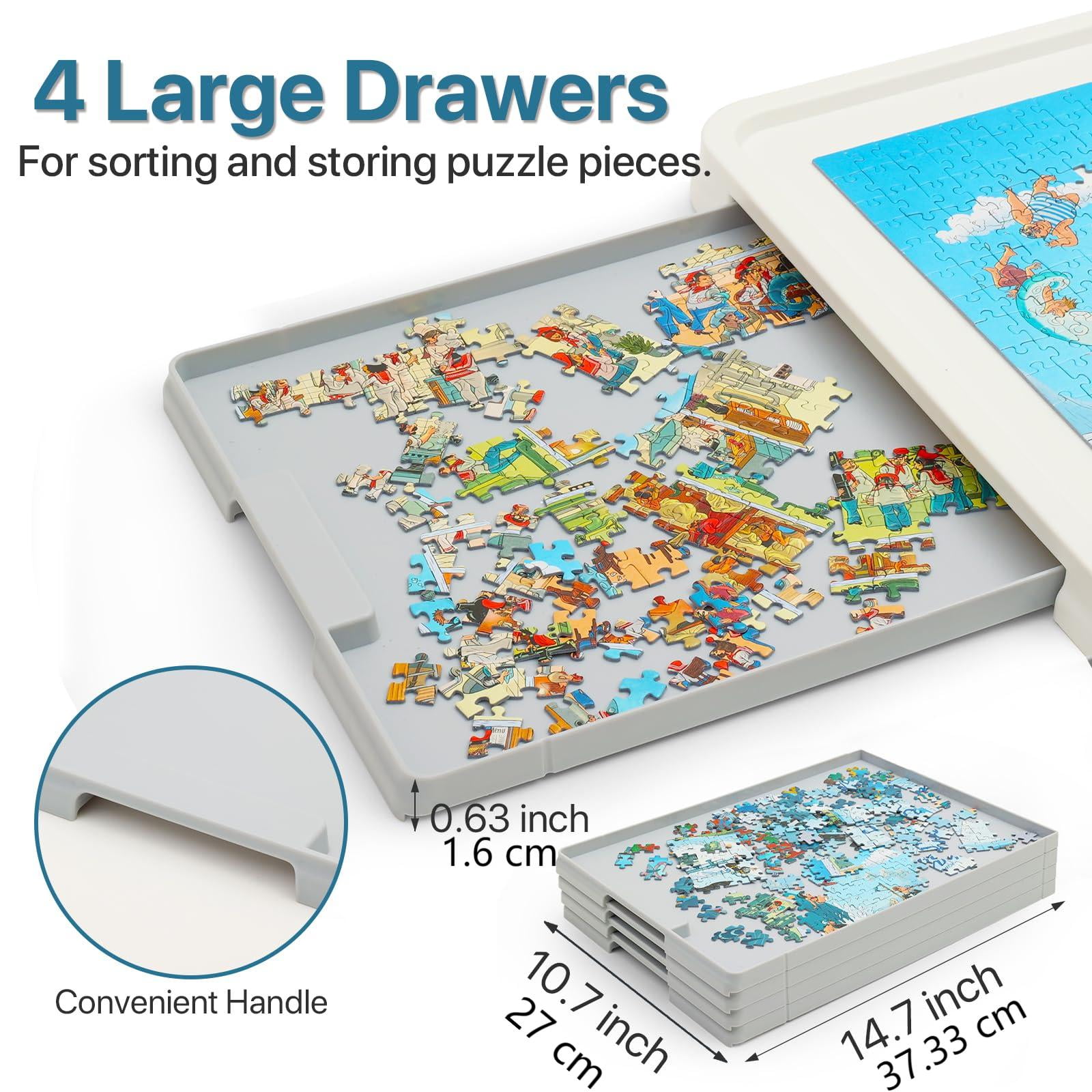 Playboda 1500-Piece Puzzle Board with 4 Drawers and Protective Mat, PVC + ABS Material, 35 x 27 Inches (88.9cm x 68.58cm), Upgraded Rotating Puzzle Board, Ideal Gift for Mom