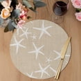 thumbnail image 3 of Coastal Starfish Round 15 Inch Placemats Set of 4, Summer Ocean Waves Ombre Sea Beige HeatResistant Non Slip Place Mats for Dining Table, Wipeable Braided Kitchen Table Mats for Housewarming, 3 of 9