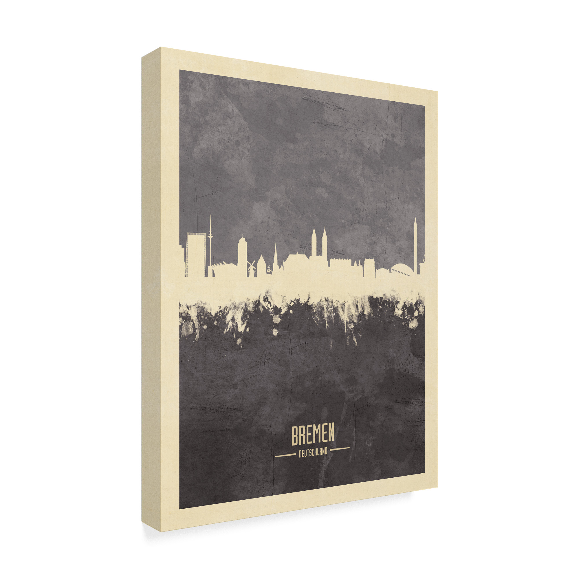 Trademark Fine Art 'Bremen Germany Skyline Gray' Canvas Art by Michael Tompsett