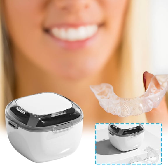 Rkxzt Braces Storage Box Orthodontic Retainer Storage Case ABS Plastic Denture Box Portable Clear Brace Holder 9.5 x 9.5 x 6.9 cm Home Storage|Plastic,White