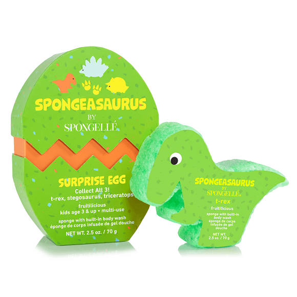 Esponja con Jabón de Baño ó Regadera y Ducha Spongellé Para Niños Dinosaurio Tiranosaurio Rex Aroma Dulce Spongellé T-Rex