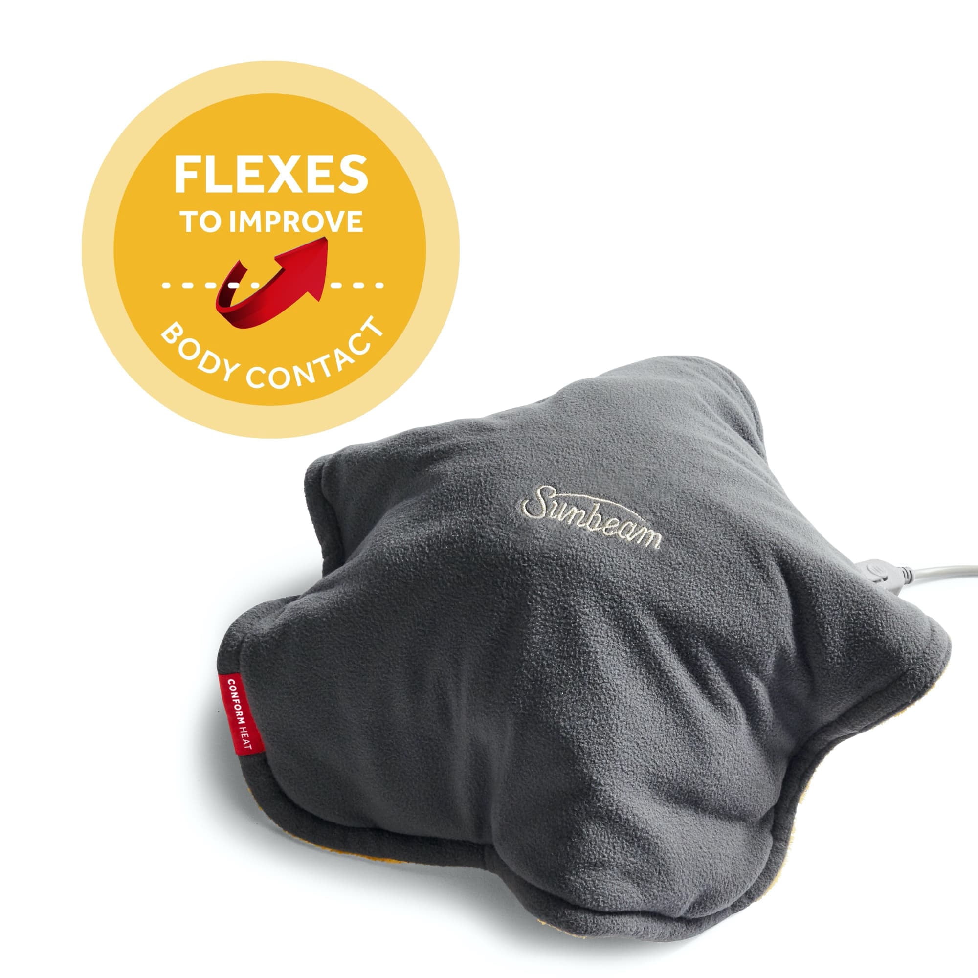 Sunbeam ConformHeat Heating Pad, size 14" x 14", Color: Gray