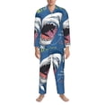 thumbnail image 3 of Naloa Great White Shark Men’s Pajamas Set - Long Sleeve Button Down Sleep Shirt and Pajama Bottoms Sleepwear Set-Medium, 3 of 7