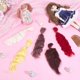 thumbnail image 4 of Peluca de pelo largo rizado de mohair amarillo, extensiones de pelo de lana con forma de figura., 4 of 9