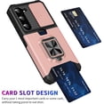 thumbnail image 4 of Phone Case for Samsung Galaxy S23 5G with Slide Camera Cover and Tempered Glass Screen Protector Card Holder Hard Ring Stand Cell Accessories S 23 23S GS23 G5 SM-S911U 6.1 inch Women Rose Gold, 4 of 13