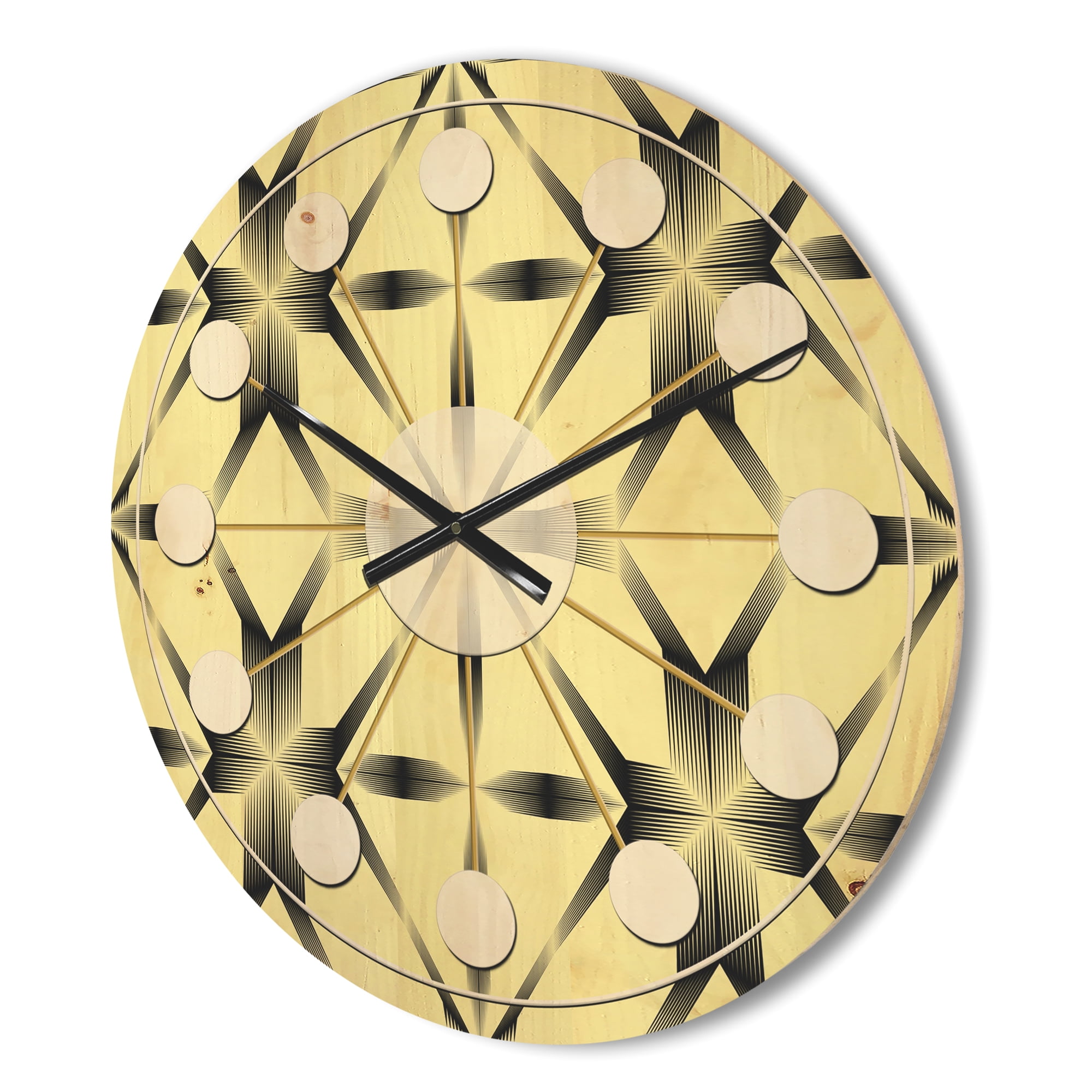 Designart 'Oriental Flower Pattern Ornament' Mid-Century Modern Wood Wall Clock