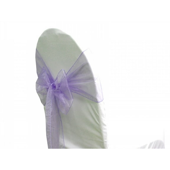 6 Chair Bow Organza Sashes Chair Wedding Party Bows 9" x 10ft - Lavender