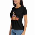thumbnail image 4 of Women's Halloween T-Shirt Ghost Eating Ice Cream Graphic Cozy Cute Short Sleeve Cotton Tee Halloween Novelty Tee Top, 4 of 8