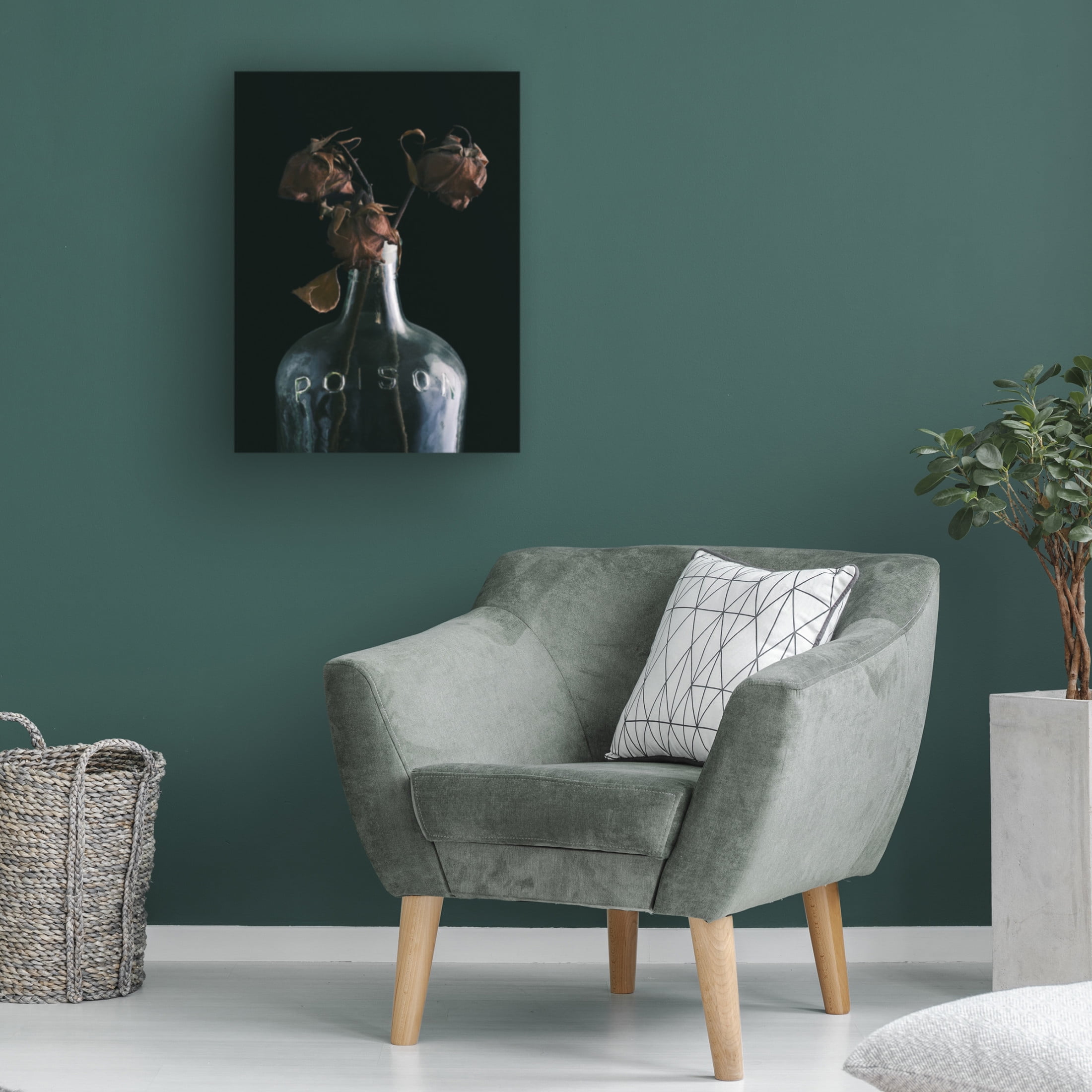Canvas Wall Art - Tom Quartermaine 'Poison Bottle and Dead Flowers' Wall Art for Living Room, Bedroom, or Office Décor by Trademark Fine Art - 35 x 47 Inches