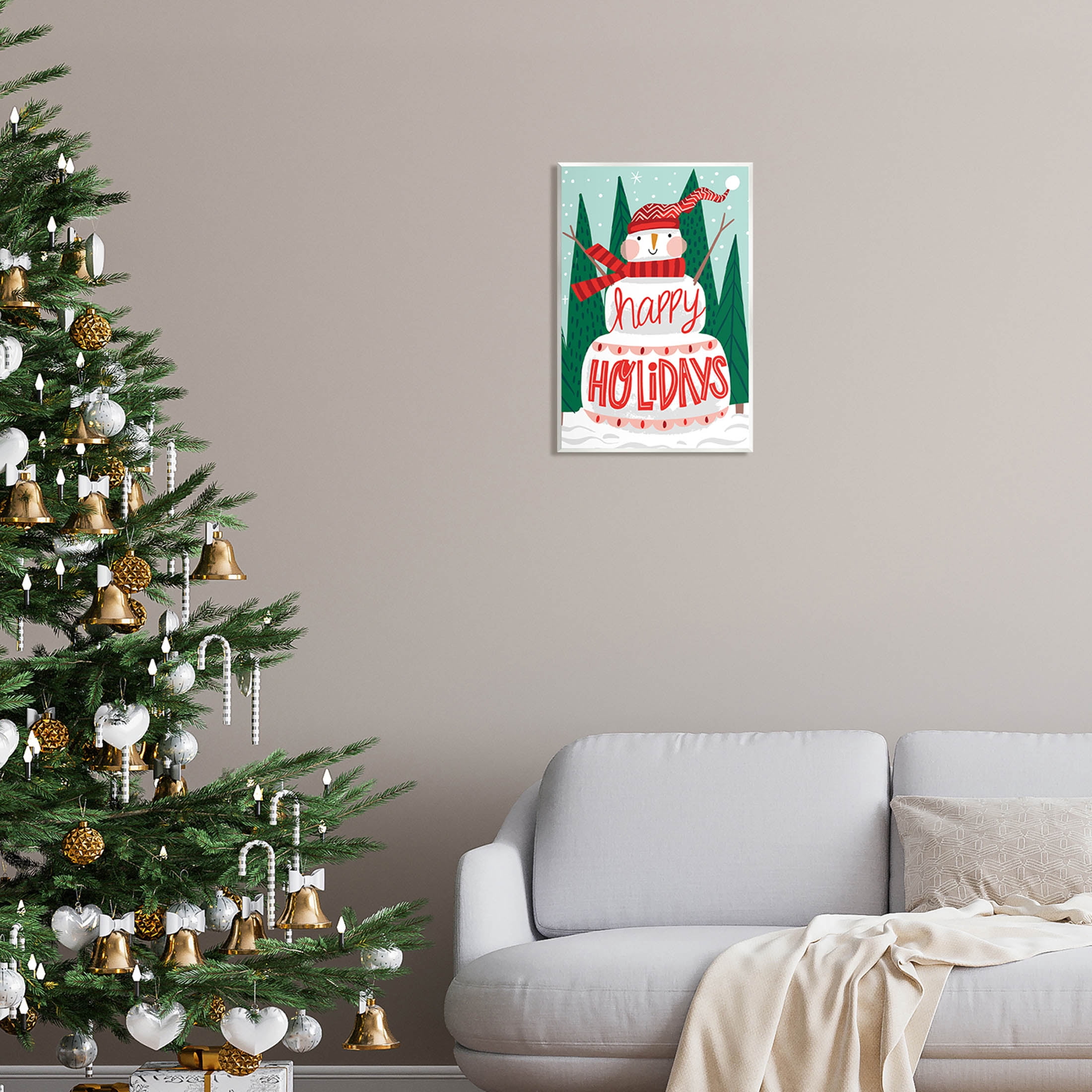 Happy Holidays Happy Snowman Holiday Graphic Art Unframed Art Print Wall Art