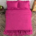 thumbnail image 4 of 4 Piece Long Ruffle Sheet Set, 20" Inch Long Ruffle On Corner Of The Flat Sheet, 24 Inch Deep Pocket, 100% Egyptian Cotton, 800 TC, Cal King Size, Solid Hot Pink, 4 of 9