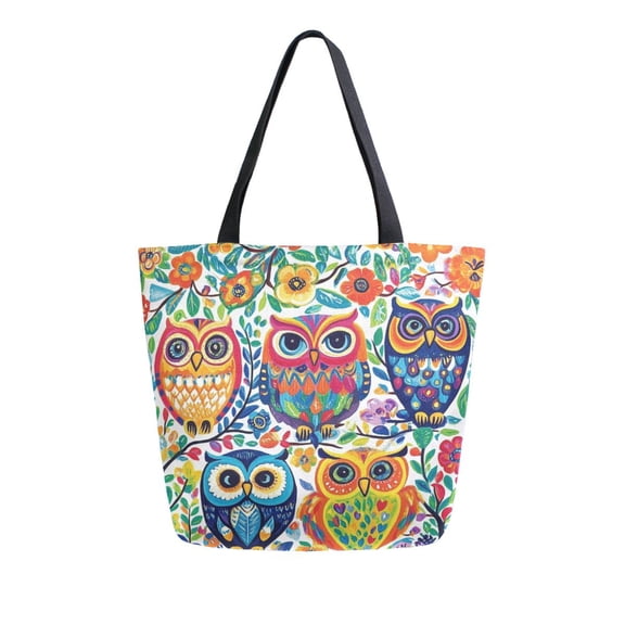 DIXRUYEE Tote Bag Women Weekender Travel Bag Shoulder Handbag Charming Owls Amongst Nature Printed