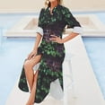 thumbnail image 4 of Texture Brick wall red bricks with climbing green vines and wild plants vintage style urban pattern Long Sleeved Shirt Dress, 4 of 6