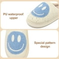 thumbnail image 3 of Smile Face Slippers for Women and Men Retro Comfy PU Leather Slip-On House Shoes with Memory Foam Warm Soft Flat Slides for Indoor & Outdoor, 3 of 5