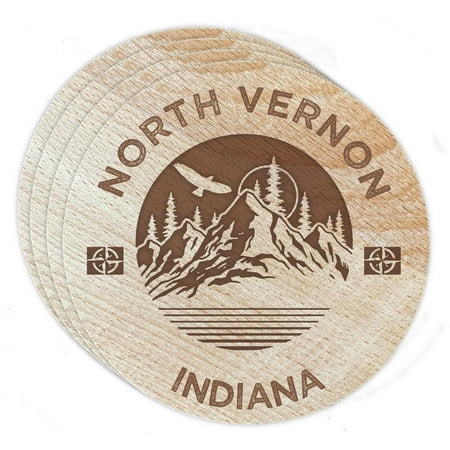 

North Vernon Indiana 4 Pack Engraved Wooden Coaster Camp Outdoors Design