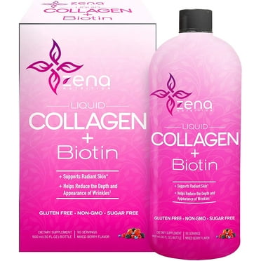 Zena Nutrition Liquid Collagen   Biotin, 30 Fluid Ounce